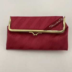 Vintage Oscar de la Renta Mini Clutch Purse Handbag Cosmetic Bag Kiss Lock Red